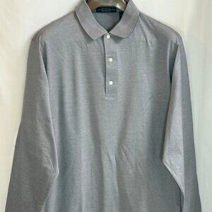 NWOT Carnoustie Men's 100% Cotton Long Sleeves w/ Collar Pullover Shirt- Grey-XL